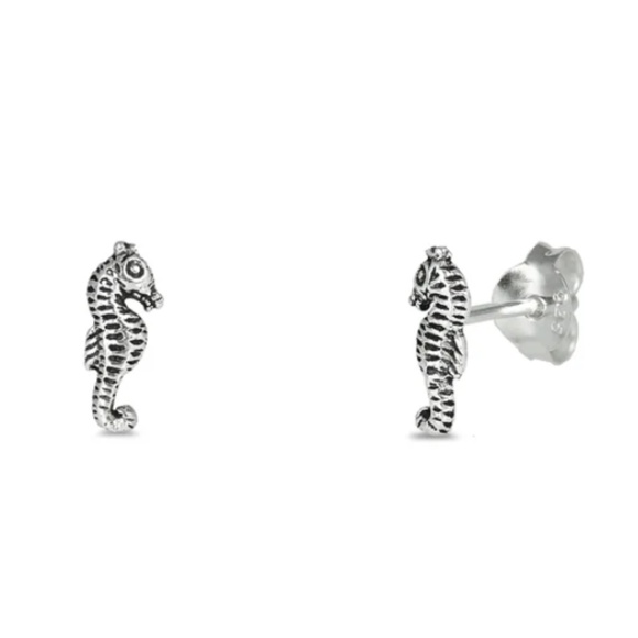 Sterling Silver Seahorse Stud Earrings 🌊 - Picture 1 of 1